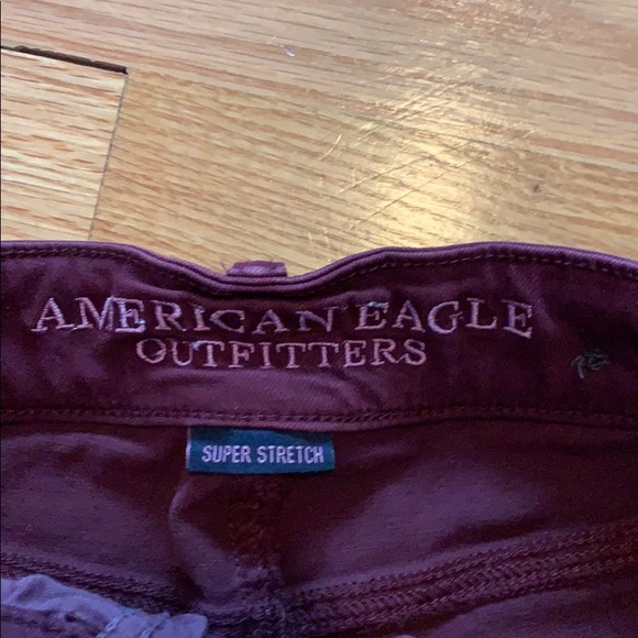 Burgundy Denim Shorts - Picture 2 of 3